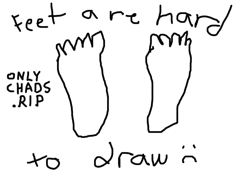 Poorly drawn feet.